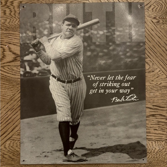 Vintage Baseball Metal Poster Babe Ruth Quote - Picture 3 of 7